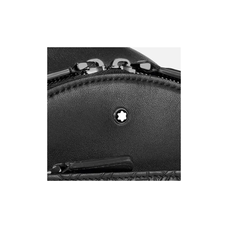 MONTBLANC All Black Leather Crossbody Bags Sling Bags Men's Black-2