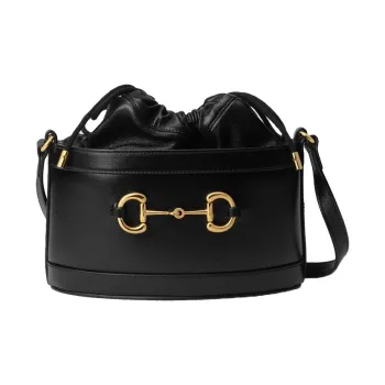 GUCCI Horsebit 1955 Leather Bucket Bag, Shoulder Bag, Crossbody Bag Women's Black