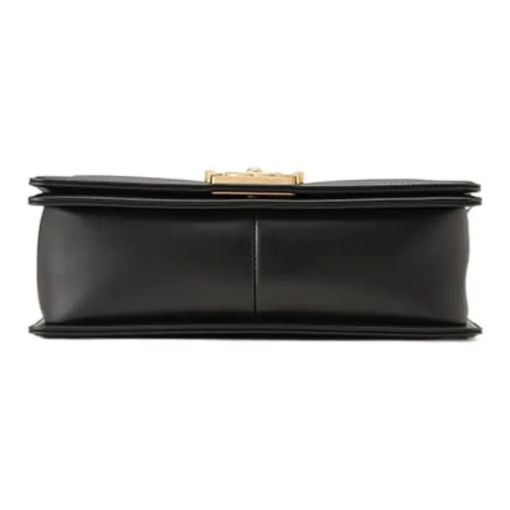 CHANEL LEBOY Calfskin Shoulder Bag, Crossbody Bag Medium Size Women's Black-4