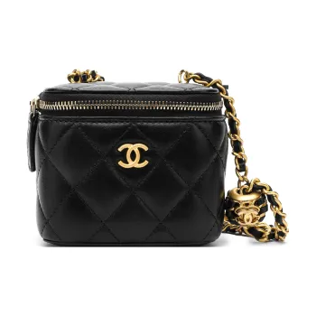 CHANEL 22SS Sheepskin Box Bag Shoulder Bag Crossbody Bag Small Size Women's Black