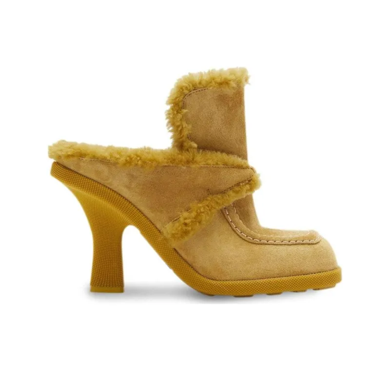 Burberry Highland Shearling-trim Suede Mules-1