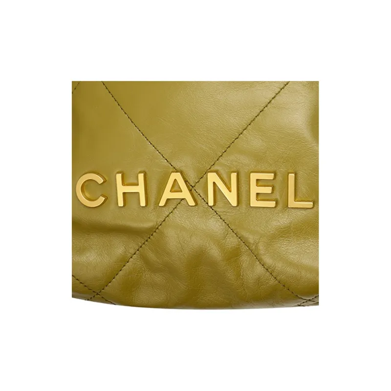 CHANEL 22Bag Bright Calfskin Bucket Bag, Shoulder Bag, Crossbody Bag Mini Women's Olive Green-5
