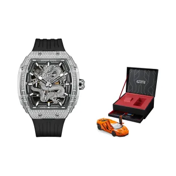 BONEST GATTI Automatic Mechanical Movement Rubber Strap Men's Watches Cut Out Dial