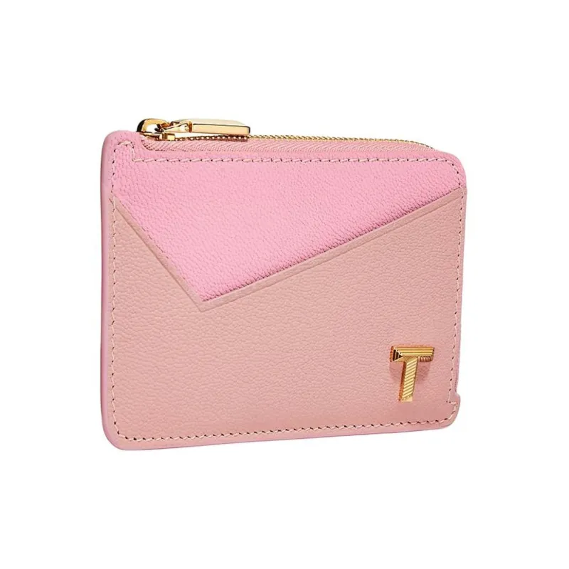 TIFFANY & CO. Tiffany T Goatskin Card Holder Women's Pink-1