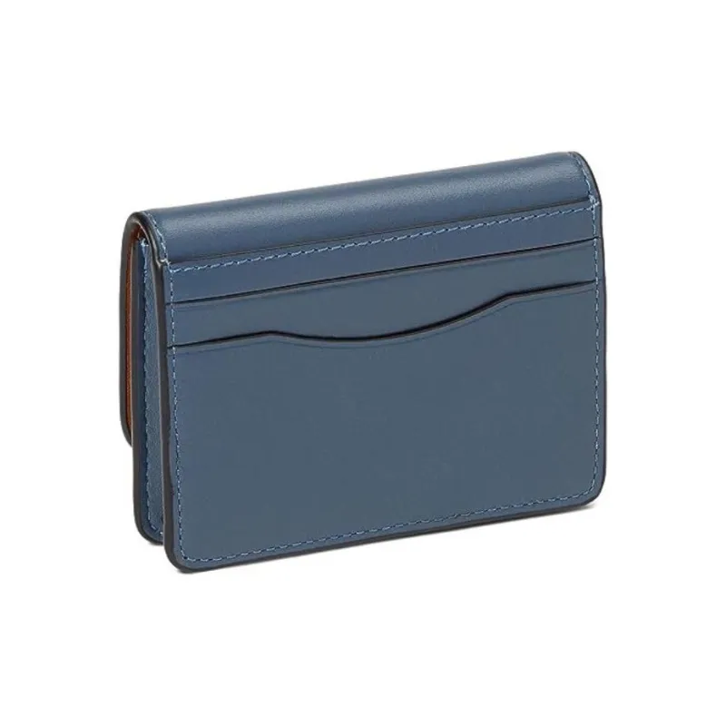 COACH Bandit Calfskin Card Holder Mini Women's Denim Blue-3