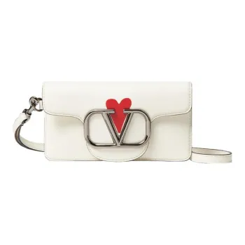 Valentino Cow Leather Cell Phone Pouch Men's Ivory White/Red