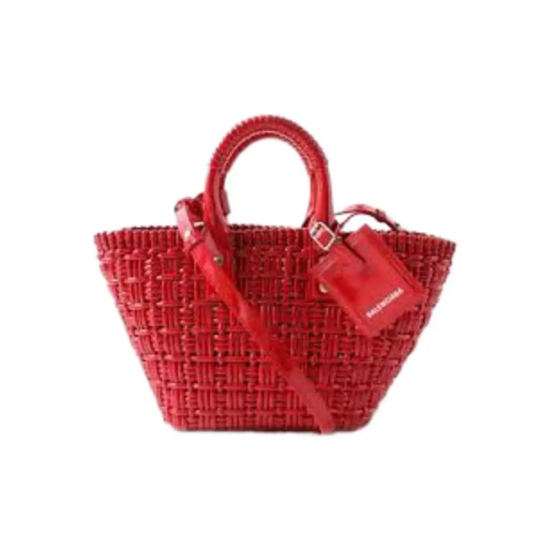 Balenciaga BISTRO Other One Shoulder Crossbody Basket Handbag Extra Small Women's Red-2