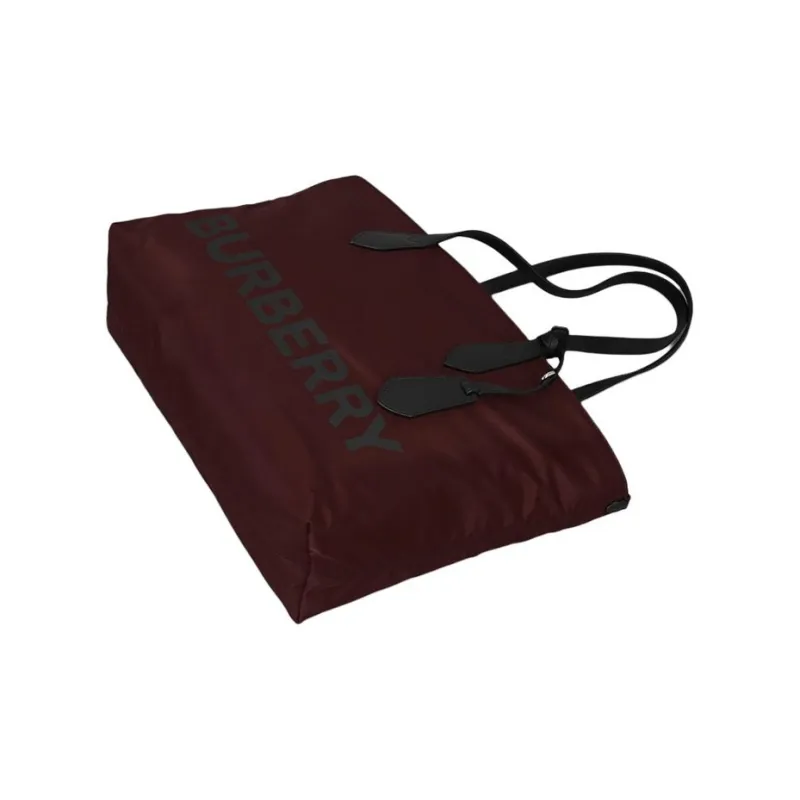 Burberry Leather Tote Bag Shopping Bag Shoulder Bag Handbag Large Size Women's Burgundy-4