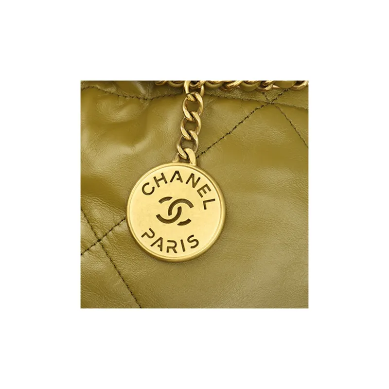 CHANEL 22Bag Bright Calfskin Bucket Bag, Shoulder Bag, Crossbody Bag Mini Women's Olive Green-4