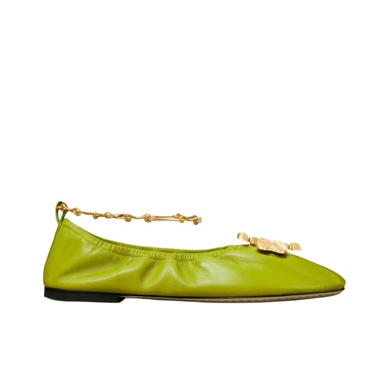 TORY BURCH Brutalist Fashion Flat Shoes Women's Green-1