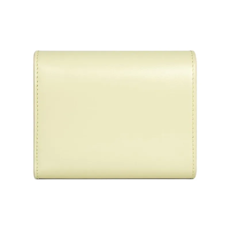 CELINE Triomphe Calfskin Wallet Small Size Women's Light Yellow-2