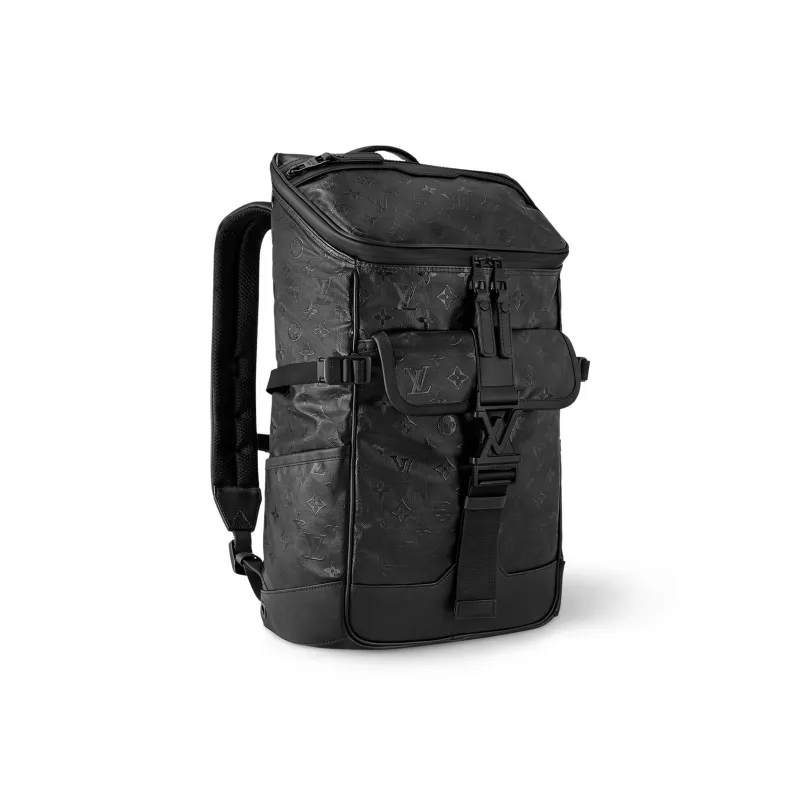 LOUIS VUITTON Canvas With Leather Trim Backpack Men's Black-2