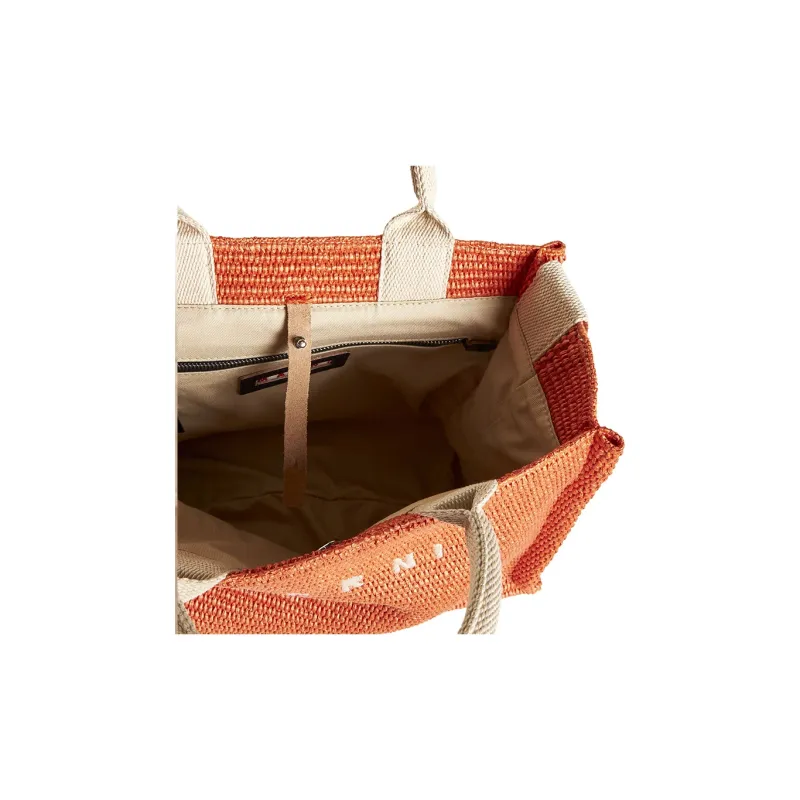 MARNI Cotton Tote Bag Shopping Bag Shoulder Bag Crossbody Bag Handbag Women's Orange-3