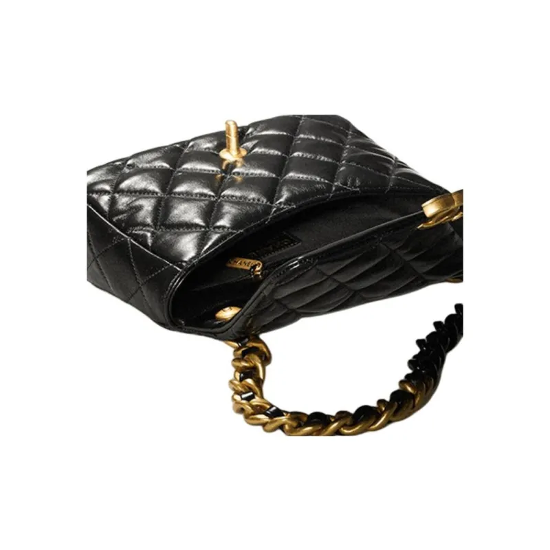 CHANEL Sheepskin Flap Bag, Shoulder Bag, Crossbody Bag Trumpets Women's Black-5