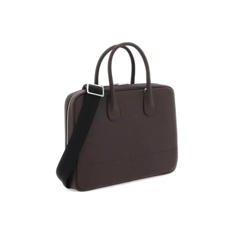 Valextra Calfskin Briefcase, Shoulder Bag, Crossbody Bag, Handbag, Laptop Bag Men's Brown-1