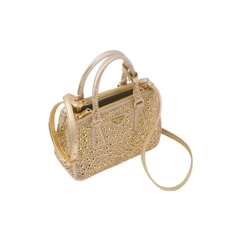 PRADA Galleria Killer Bag Fabric Tote Bag Shopping Bag Shoulder Bag Crossbody Bag Handbag Mini Women's Gold-1