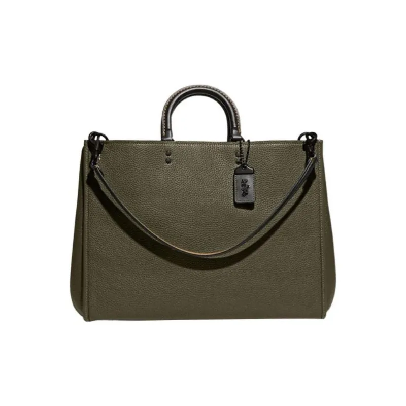 COACH Rogue Leather Handbag Women's Olive Green-0
