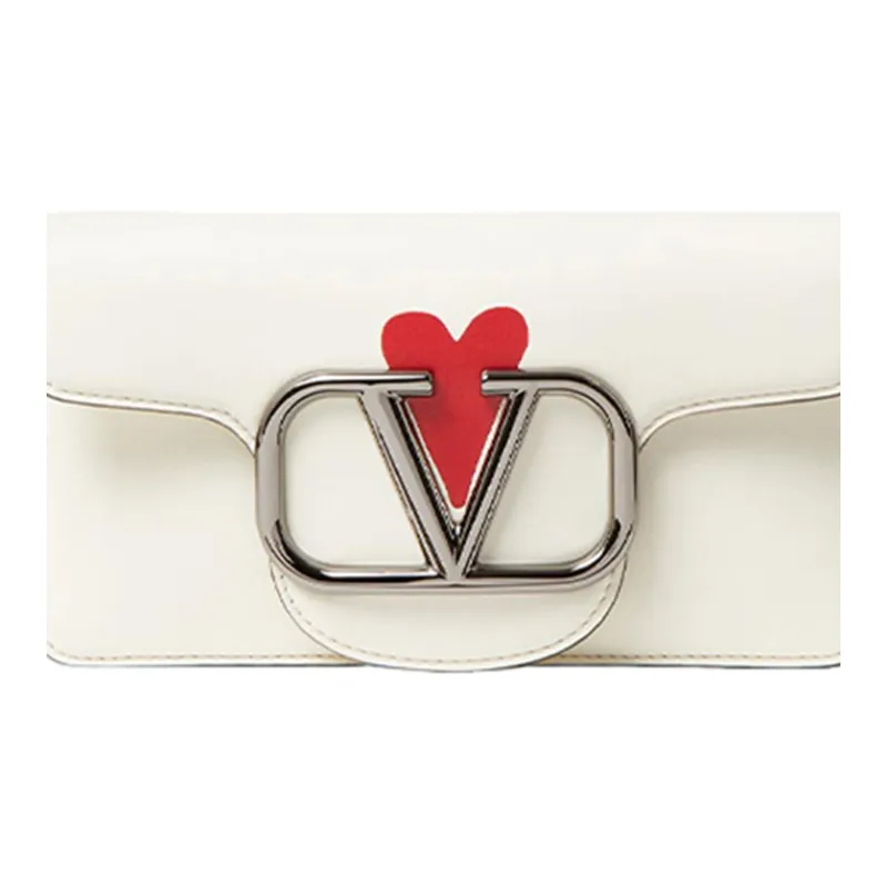 Valentino Cow Leather Cell Phone Pouch Men's Ivory White/Red-3