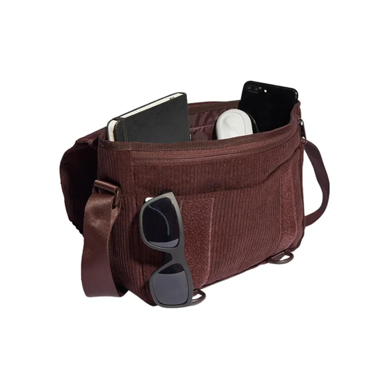 Adidas Originals Corduroy Crossbody Bags Shoulder Bags Unisex Dark Brown-3