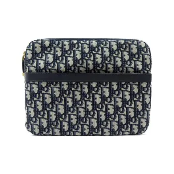 DIOR Canvas With Leather Clutch Women's Beige/Black