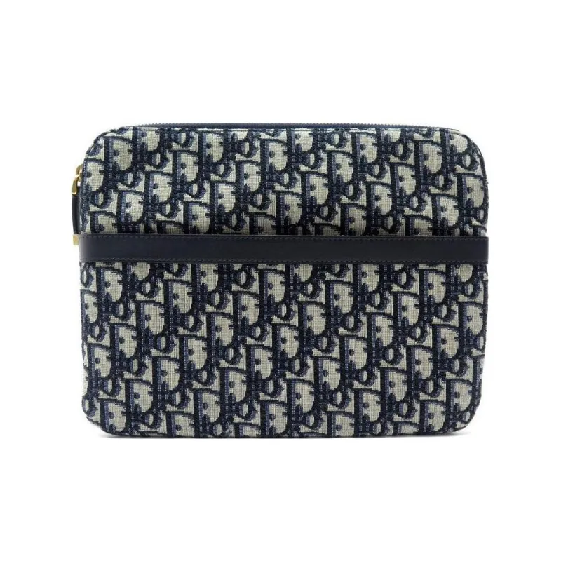 DIOR Canvas With Leather Clutch Women's Beige/Black-0