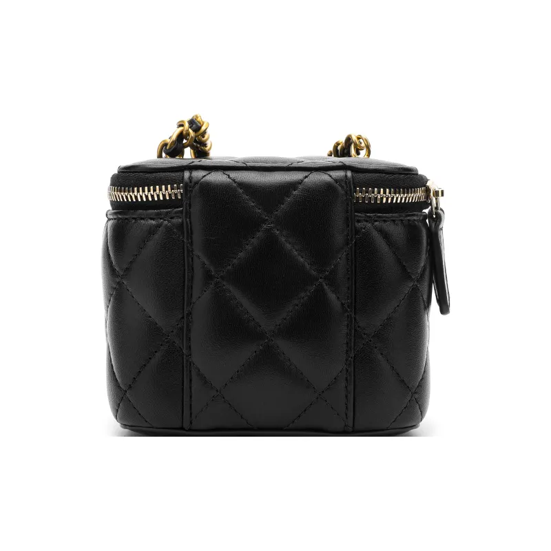 CHANEL 22SS Sheepskin Box Bag, Shoulder Bag, Crossbody Bag Trumpets Women's Black-3