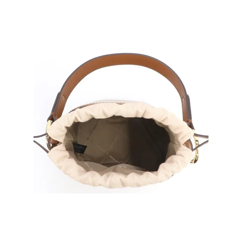 MICHAEL KORS Aidy Leather Bucket Bag Clutch Handbag Crossbody Bag Small Size Women's Brown-3