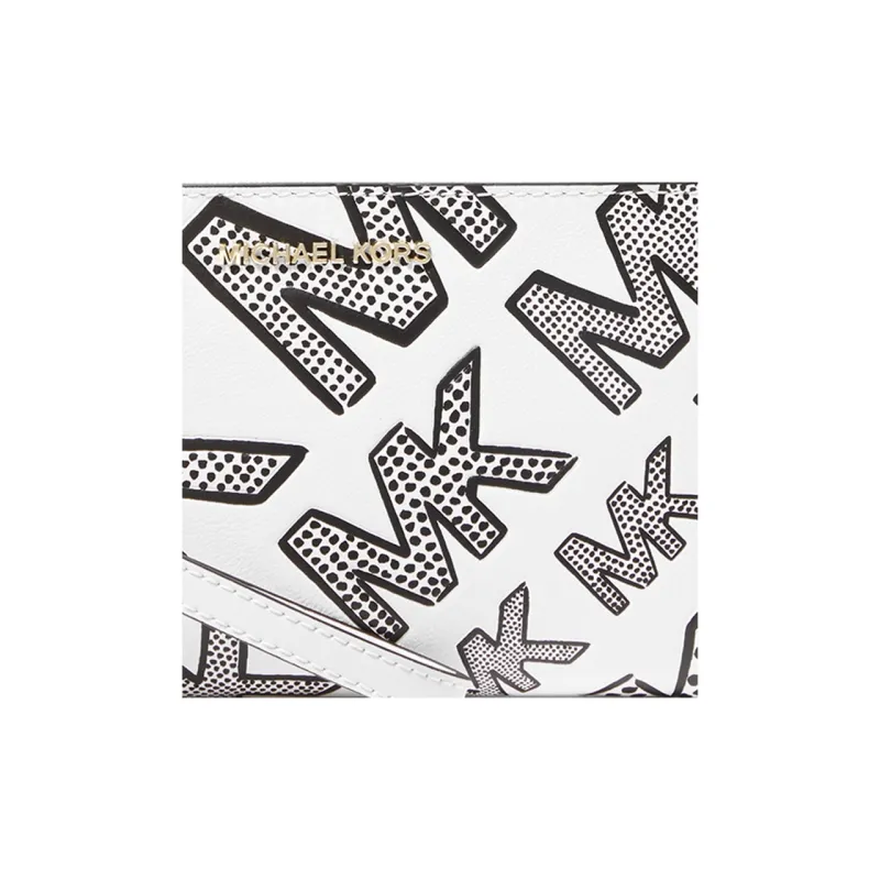 MICHAEL KORS Cow Leather Coin Purse Clutch Small Size Women's Black White-3