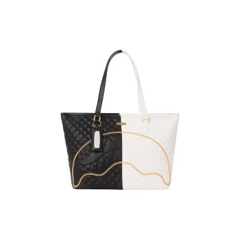 SPRAYGROUND PU Tote Bag, Shopping Bag, One Shoulder Bag Medium Size Unisex Black/White
