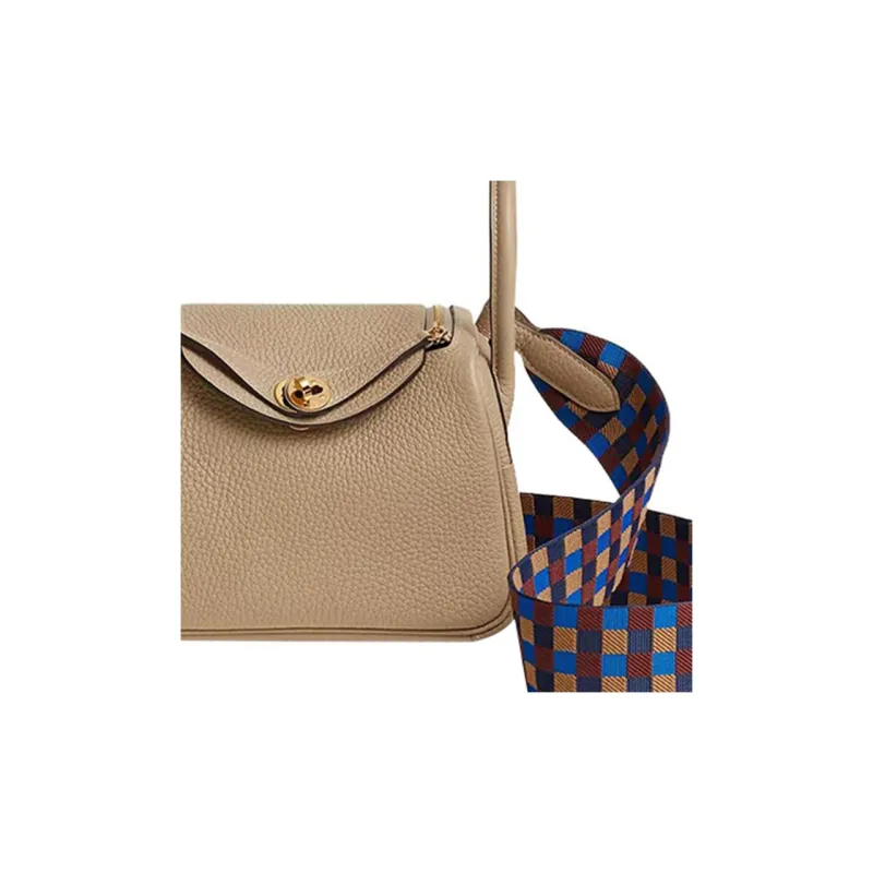 HERMES Lindy Calfskin Handbag, Shoulder Bag, Crossbody Bag Mini Women's Windbreaker Beige/Pool Blue/Cookie/Hermes Red-3