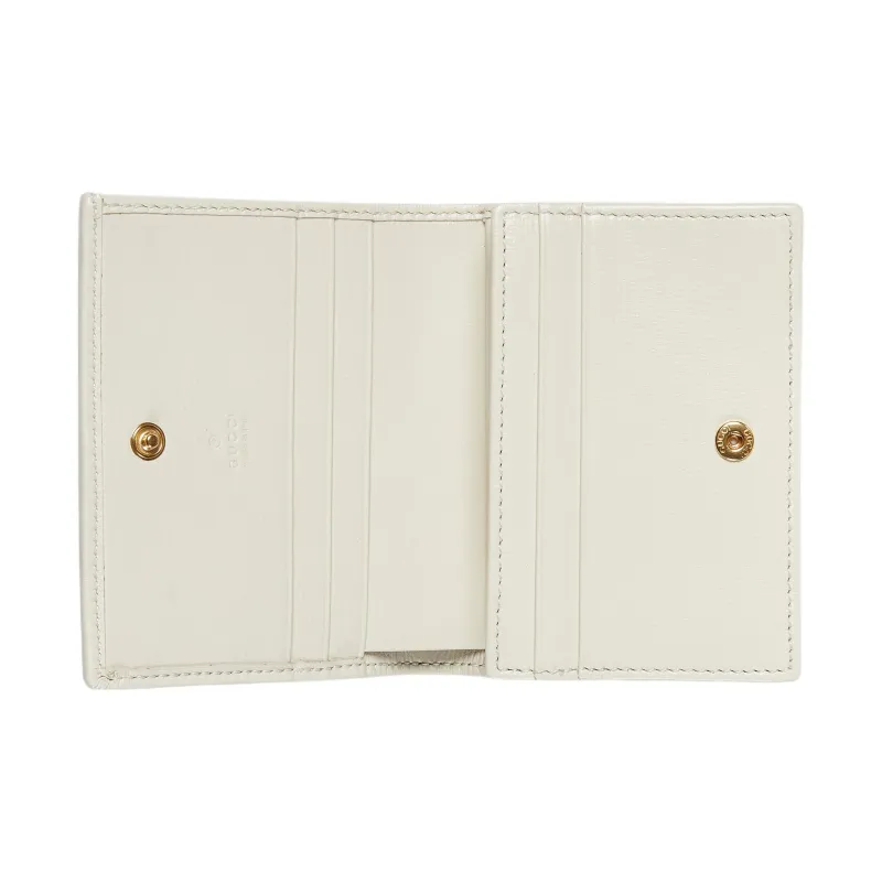 GUCCI Horsebit 1955 Leather Card Holder, Wallet Women's White-3