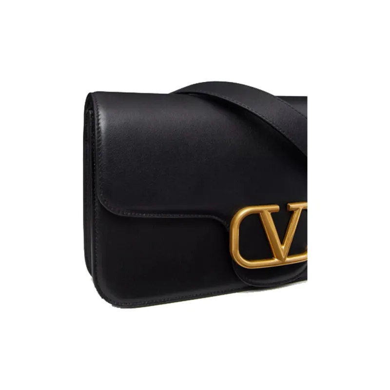 Valentino Calfskin Messenger Bag Crossbody Bag Shoulder Bag Men's Black-3