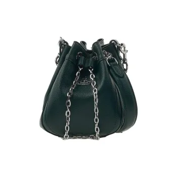 Vivienne Westwood Vegan Grain Leather Bucket Bag, Shoulder Bag, Crossbody Bag, Handbag Small Size Women's Green