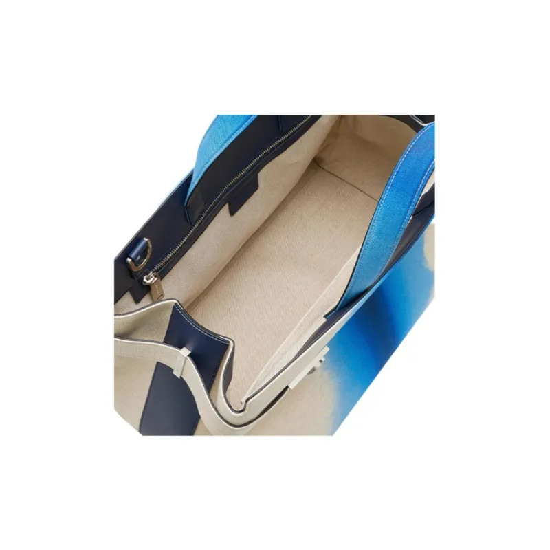 FERRAGAMO Canvas Canvas Bag Tote Bag Shopping Bag Handbag Men's Blue/White-3