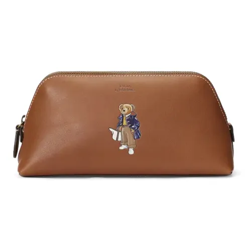 Polo Ralph Lauren Leather Makeup Bag Women's Brown