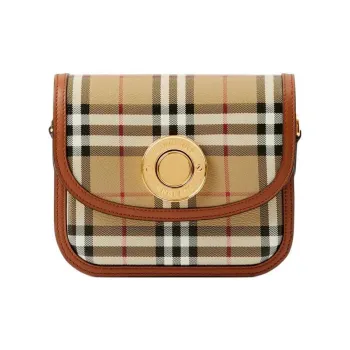 Burberry Elizabeth Leather Shoulder Bag Crossbody Bag Small Size Women's Beige
