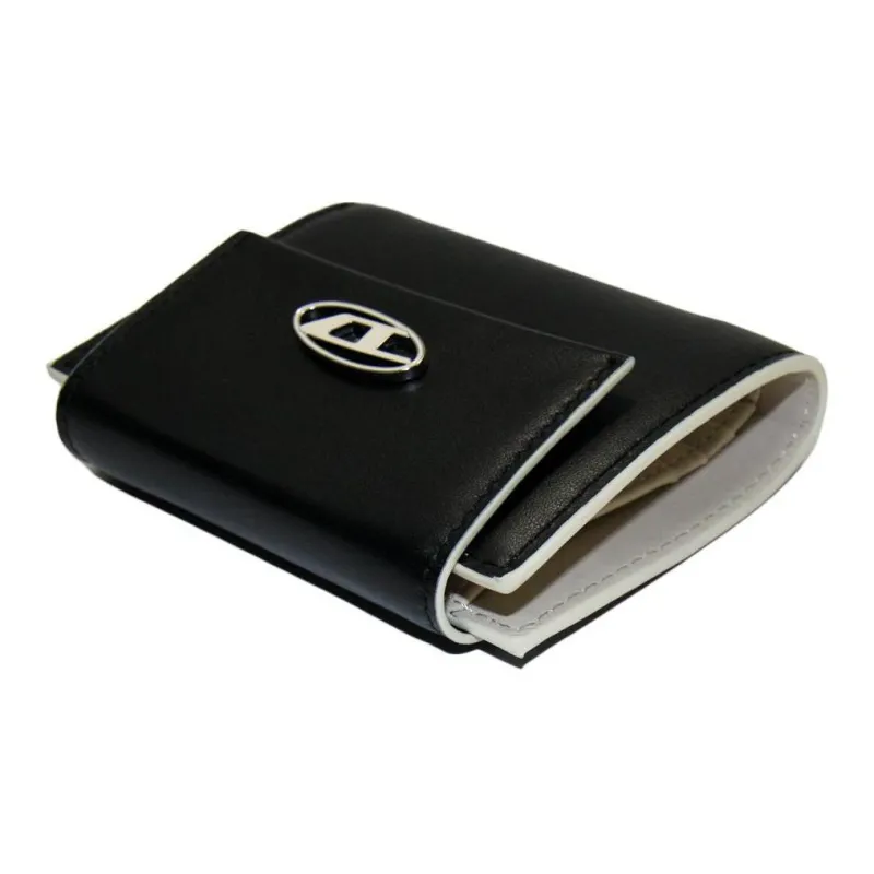 DIESEL Leather Card Holder, Wallet Small Size Unisex Black-1