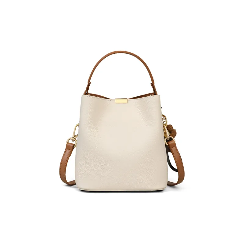 MILLIE'S Cow Leather With Synthetic Leather Handbag, Shoulder Bag, Crossbody Bag Regular Women's Ecru-3