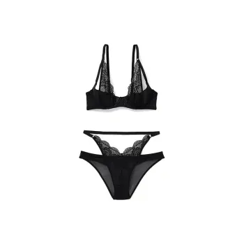 Victoria's Secret PINK Adore Me Kaia Be Bra Ad Panty St In Jt Bk/JB Underwear Set Women's Raven