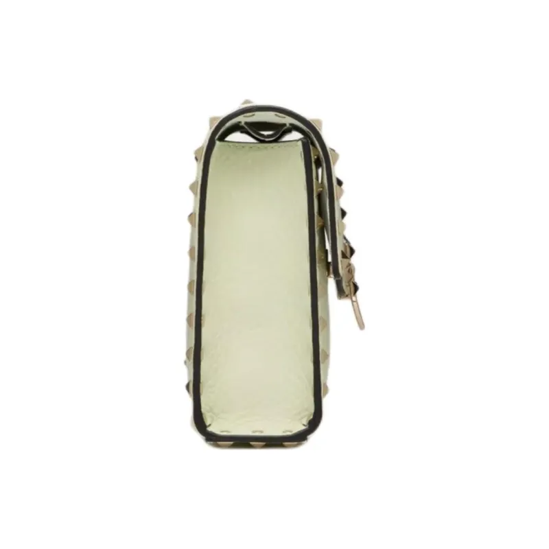 Valentino Rockstud Grained Calfskin Shoulder Bag Crossbody Bag Small Size Women's Light Green-3