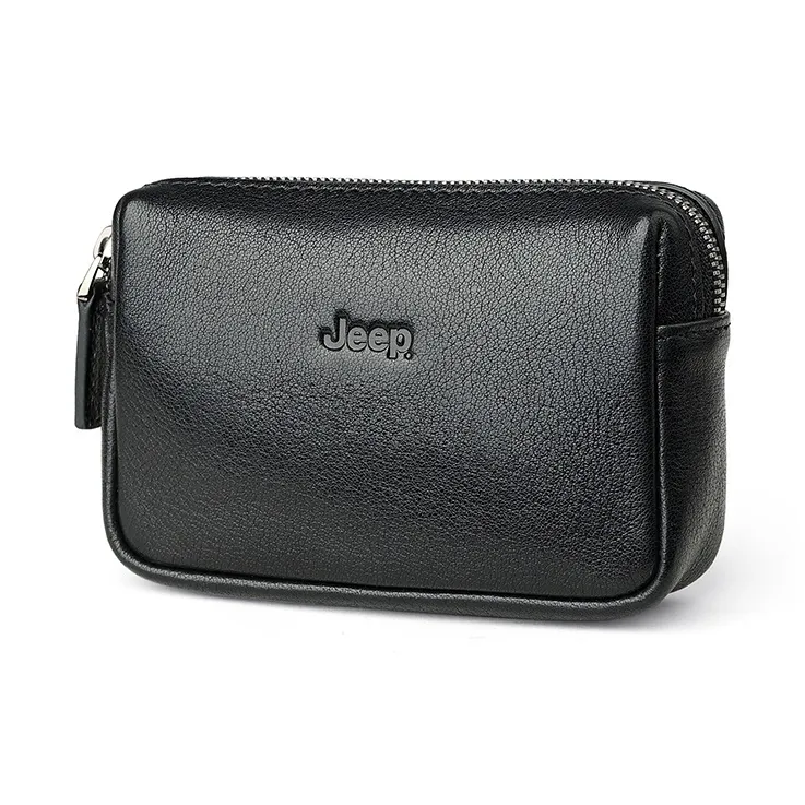 Jeep Top Grain Cow Leather Key Pouch Card Holder Coin Purse Regular Unisex Coffee/Black/Gray Green/Green-7