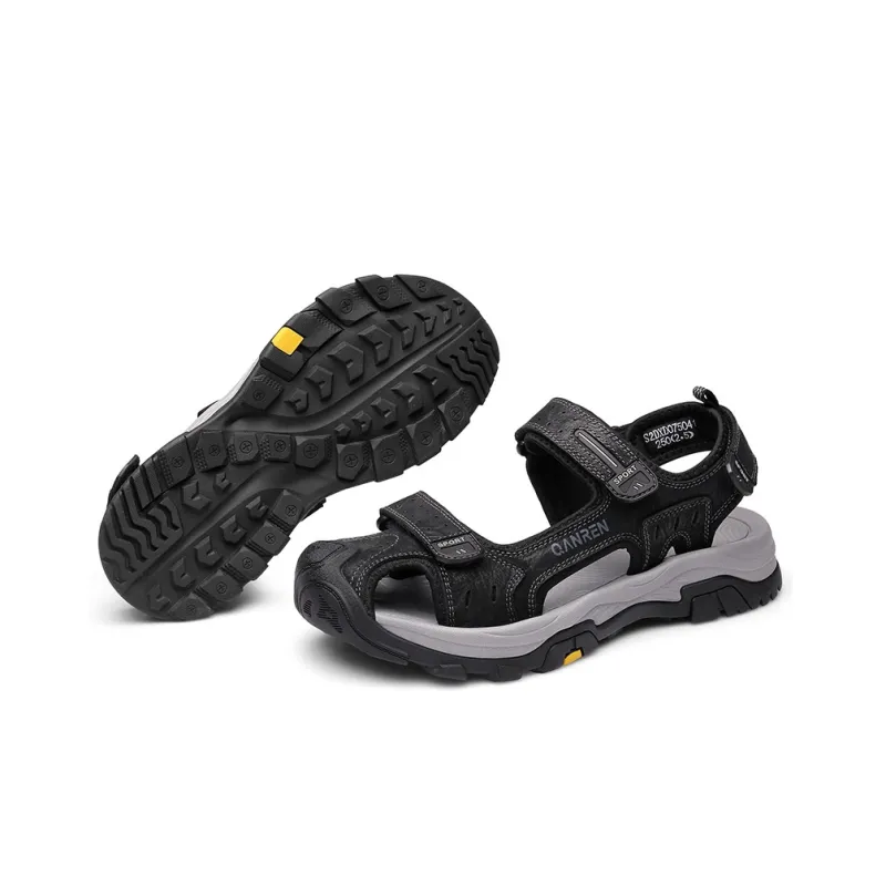 Strongman Beach Sandals Men's Black Light Brown-3