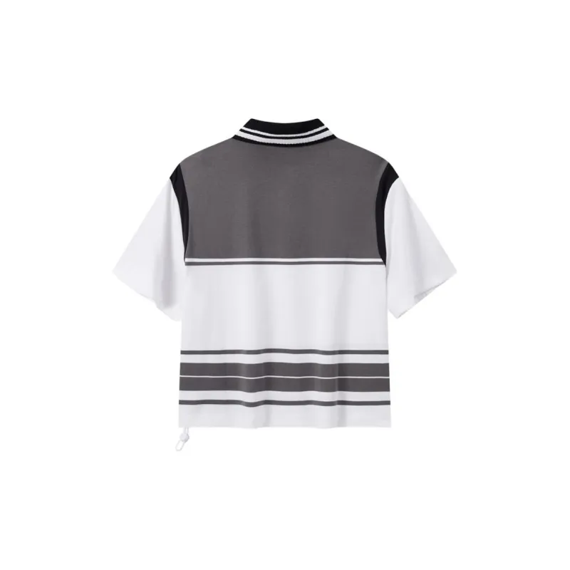 XTEP Polo Shirt Women's Oyster Gray/Pearl White-1
