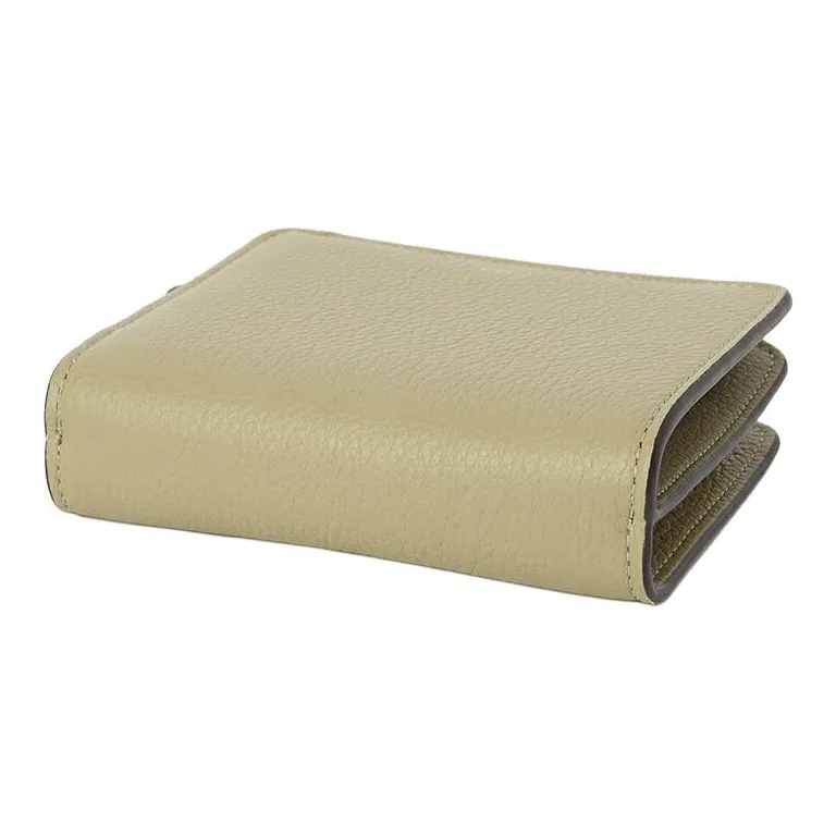 Chloe Cow Leather Coin Purses Wallets Mini Women's Beige Khaki-3