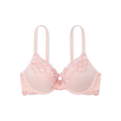 Victoria's Secret BODY BY VICTORIA 7448 Gathering Style Perfect Shape Push-Up Lace-Trim Bra Women's Pink