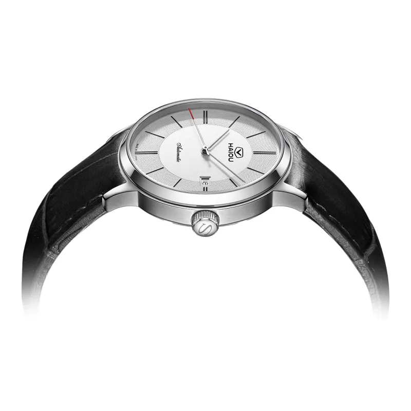 Sea Gull Automatic Mechanical Movement Genuine Leather Strap Watch Men's Watches White Dial-6