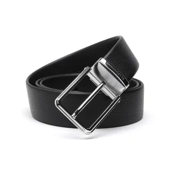 ELLE HOMME Pin Buckle Belt Casual Steel Buckle Top Grain Cow Leather Belts Men's Black Width 3.7cm