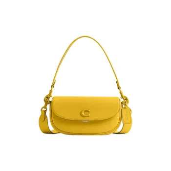 COACH Cow Leather Saddle Bag Handbag, Shoulder Bag, Crossbody Bag Medium Size Women's Canary Color