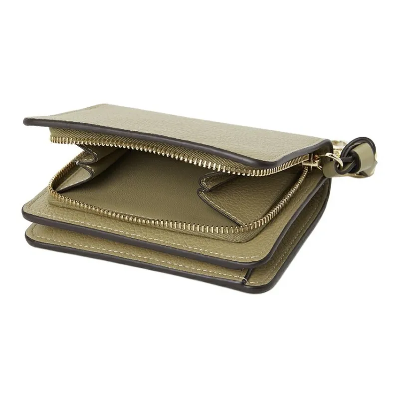 Chloe Cow Leather Coin Purses Wallets Mini Women's Beige Khaki-4