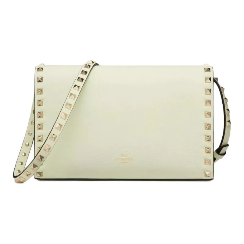 Valentino Rockstud Grained Calfskin Shoulder Bag Crossbody Bag Small Size Women's Light Green-2